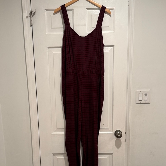 Madewell Dark Red Checkered Jumpsuit - Picture 1 of 5
